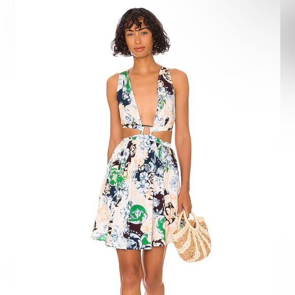 Agua Bendita Gillian dress Cardumen Multicolor rococo cherub print mini Revolve - Picture 1 of 15